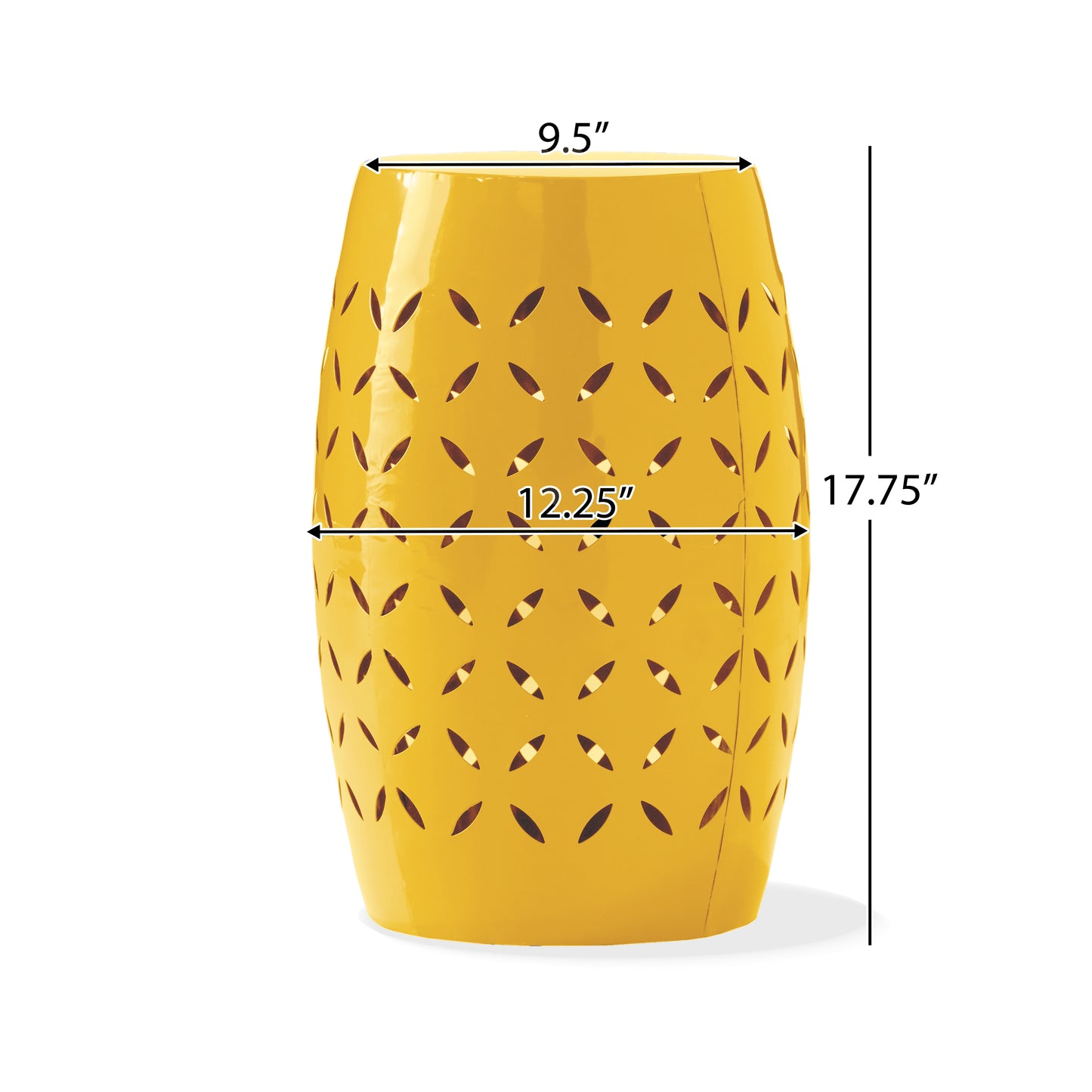 12" Outdoor Iron Side Table All-Metal Construction End Table,Yellow
