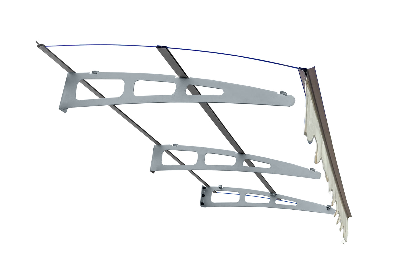 DA7934C Series Door Window Awning Canopy Made of 0.137Inch Thick Crystal Solid Polycarbonate Sheet and Aluminum Alloy with Valance in size of 79" Wide x 34" Deep for Masonry Concrete Wall House only.