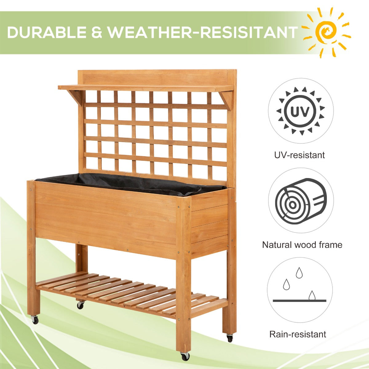 Elevated Garden Raised Bed Solid Wood Planter Flower Herb Boxes