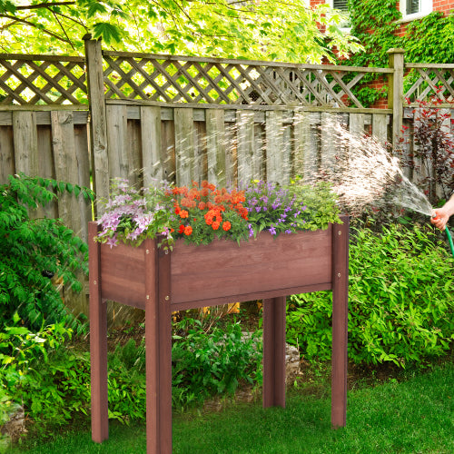 31x31x16 in. Brown Solid Wood Rectangular Raised Garden Bed with Legs, Elevated Wooden Planter Box for Outdoor Plants