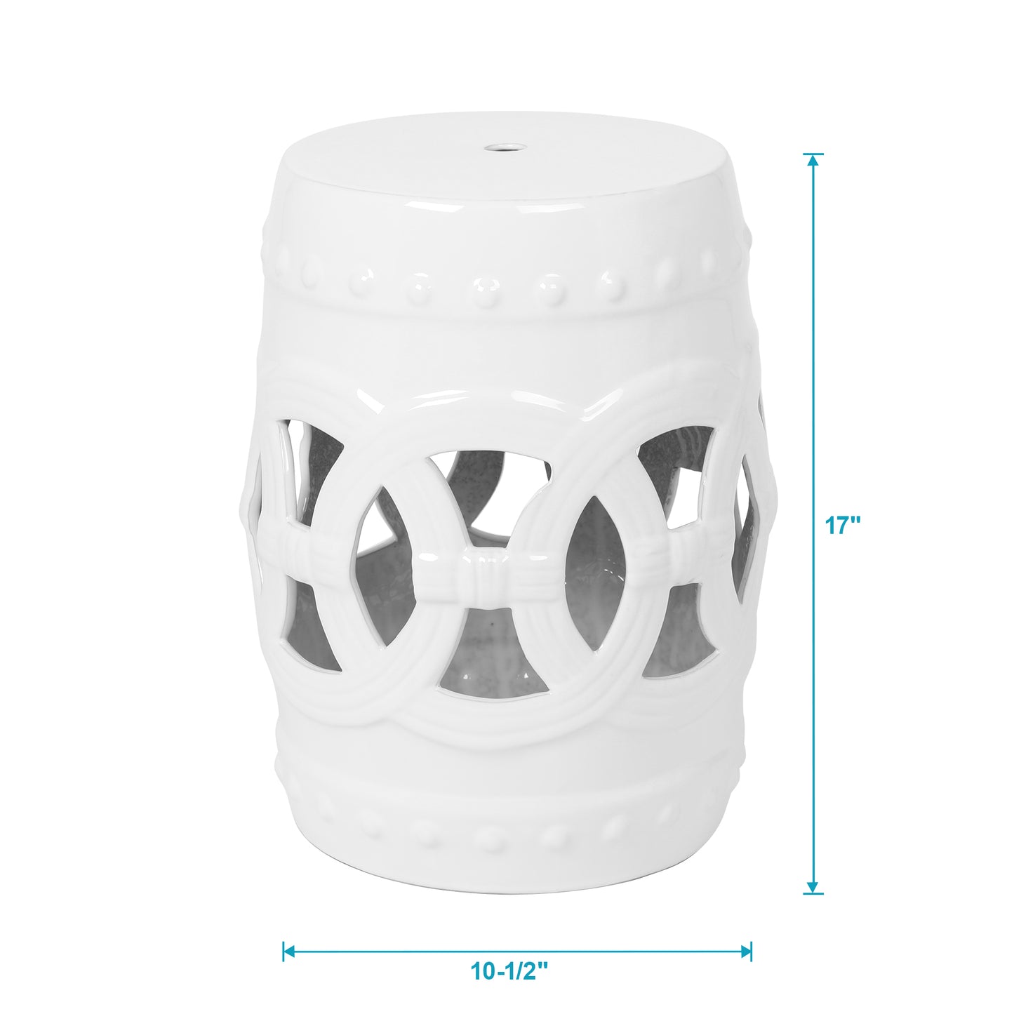 10.5" x 17" Glazed Ceramic Drum Stool - Indoor/Outdoor Side Table - Accent Garden Stool