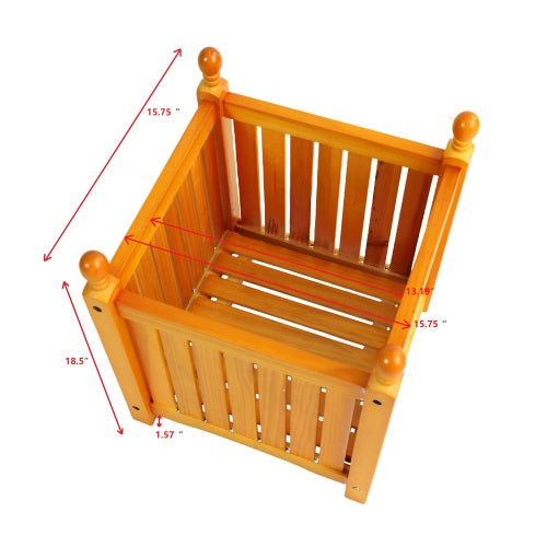Wood Outdoor Square Wooden Flower and Herb Pot for Garden, Porch and Patio-Outside Plant and Vegetable Container