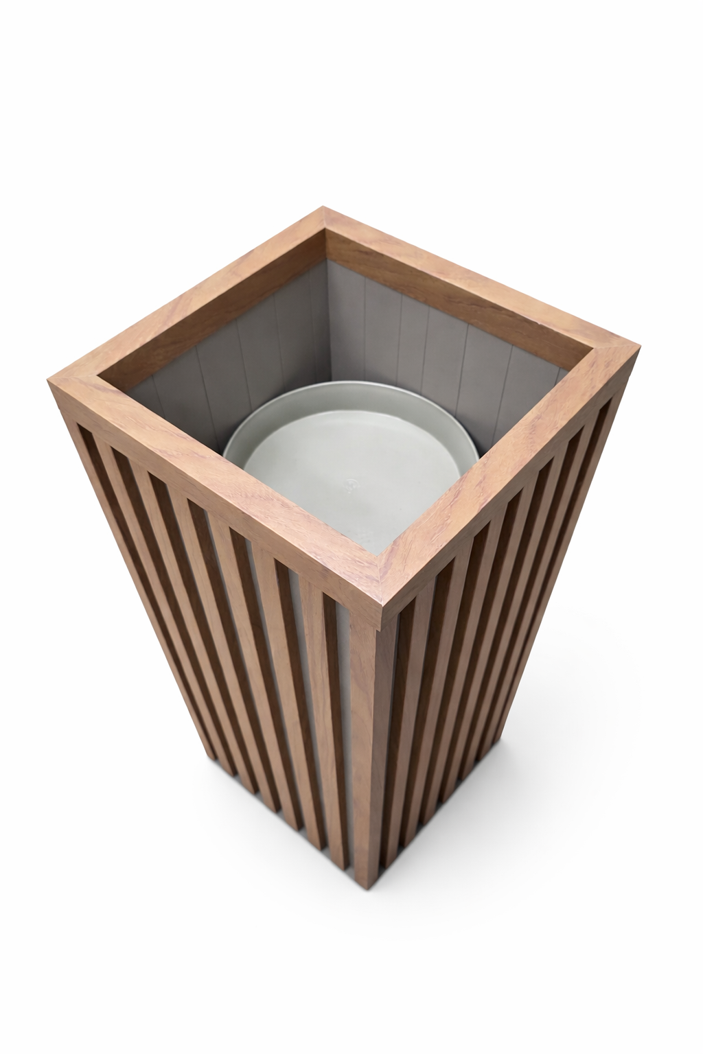 Square Grove Column Planter - Medium Brown