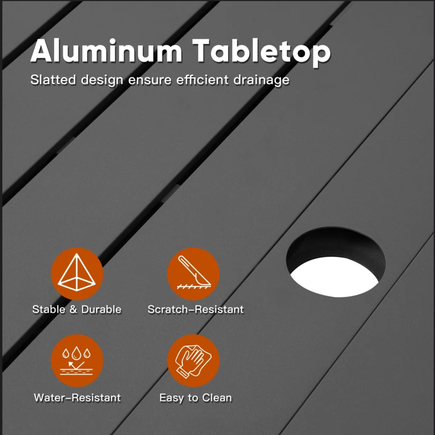 63"-92" Extendable Aluminum Outdoor Dining Table, All-Weather Gray Patio Table