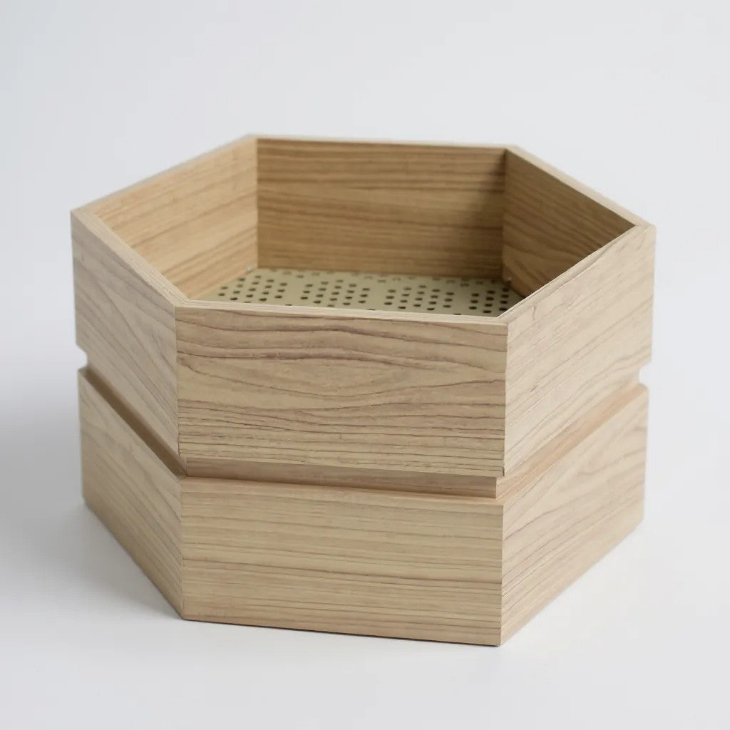Hexagon Terrace Planter Box Short - Ash Brown