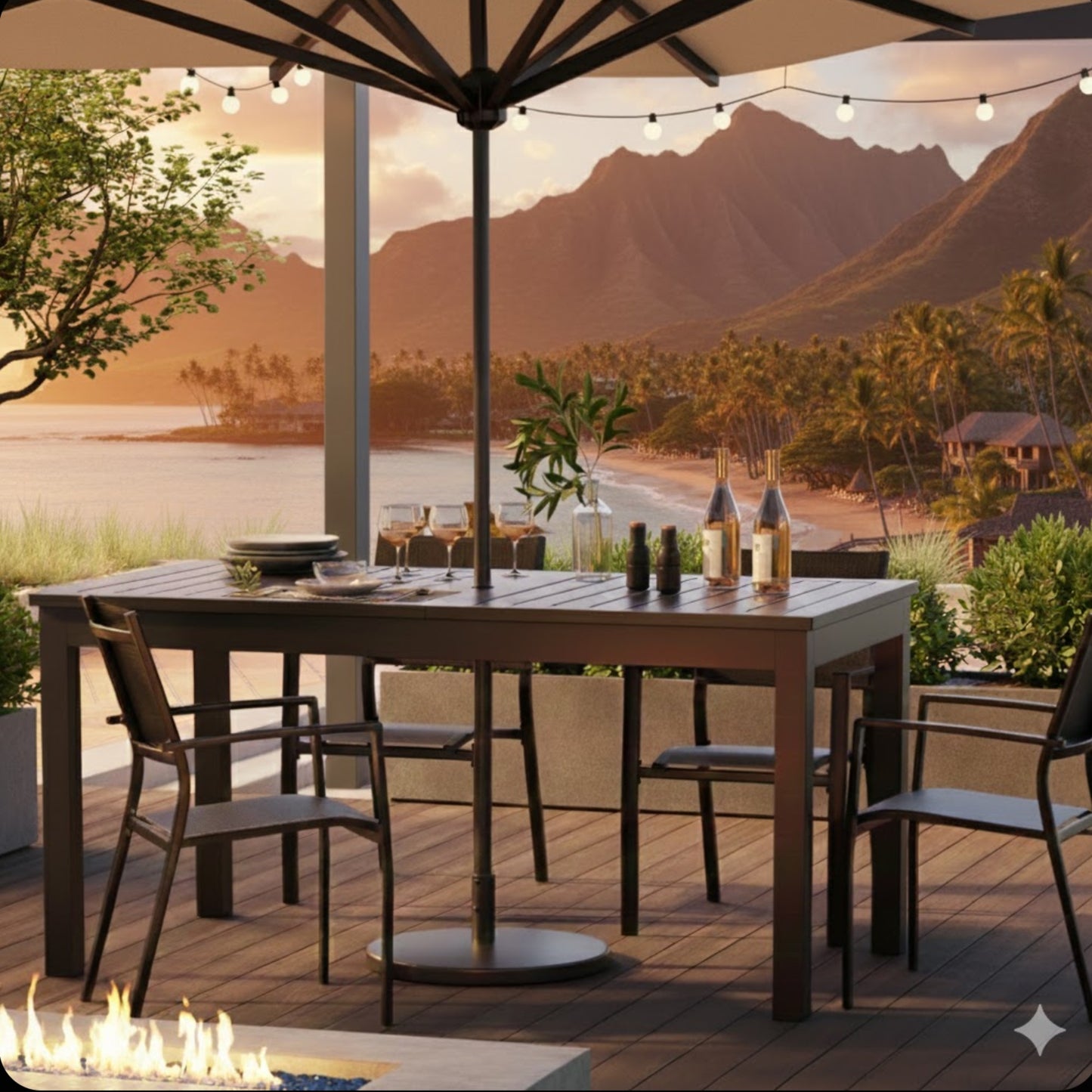 63"-92" Extendable Aluminum Outdoor Dining Table, All-Weather Gray Patio Table