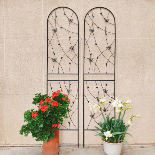 2-Pack 86.7 in. x 19.7 in. Black Metal Garden Trellis, Rustproof Trellis for Climbing Plants Outdoor Flower Support