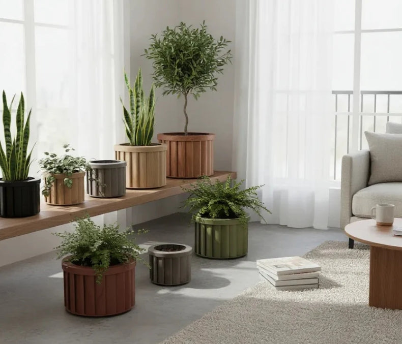 Round Strata Planter SM - Medium Brown