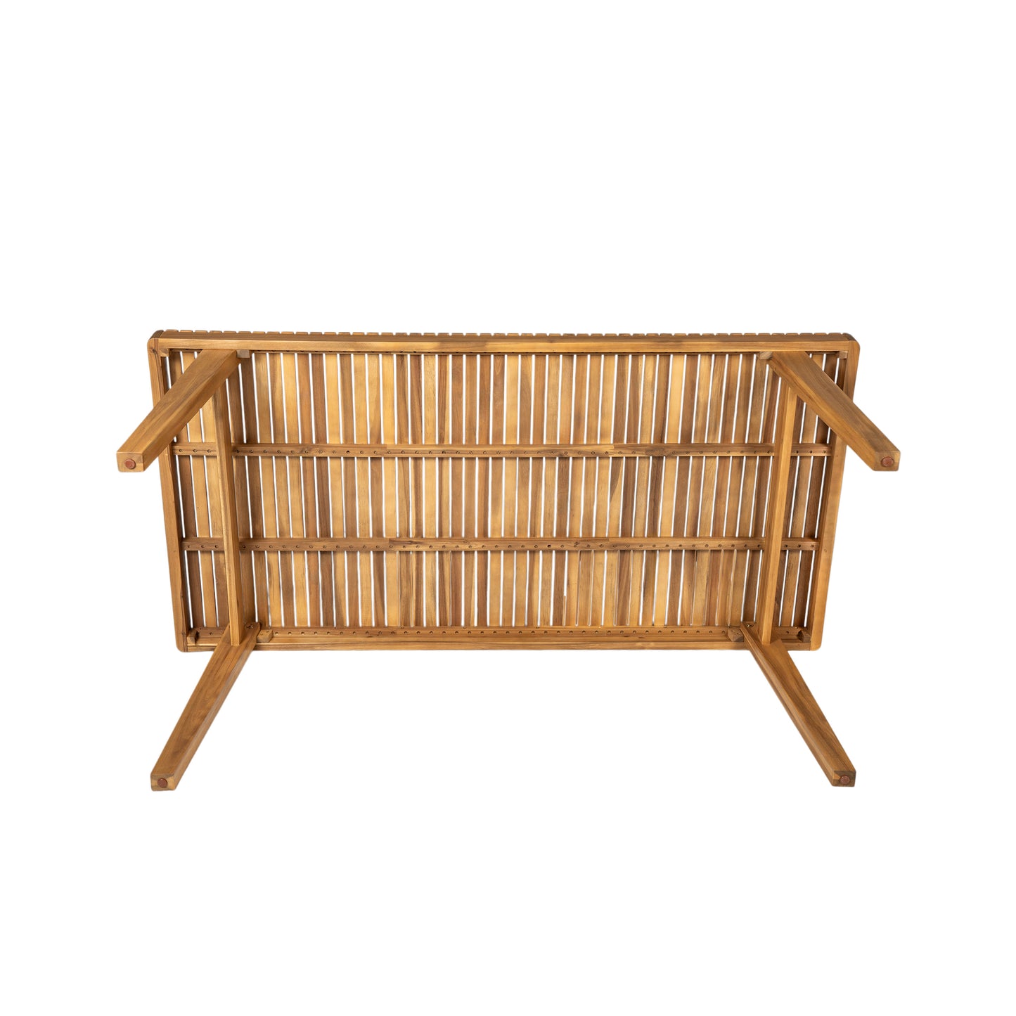 69" Acacia Wood Outdoor Dining Table with Slatted Top, 300 lbs Weight Capacity, Ideal for Patio & Garden Gatherings, Natural Color