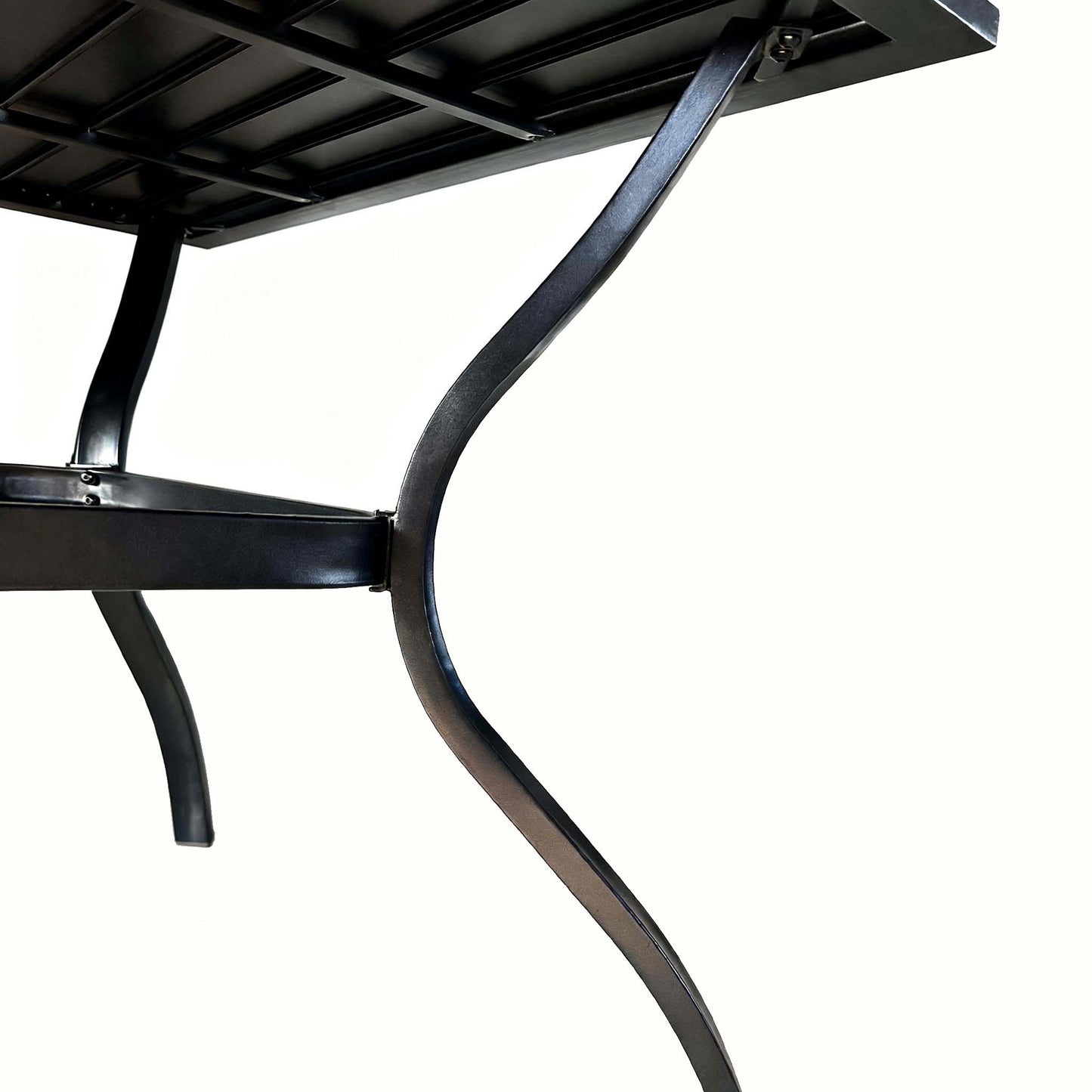 Metal Steel Slat Patio Dining Table Square Backyard Bistro Table Outdoor Furniture Garden Table