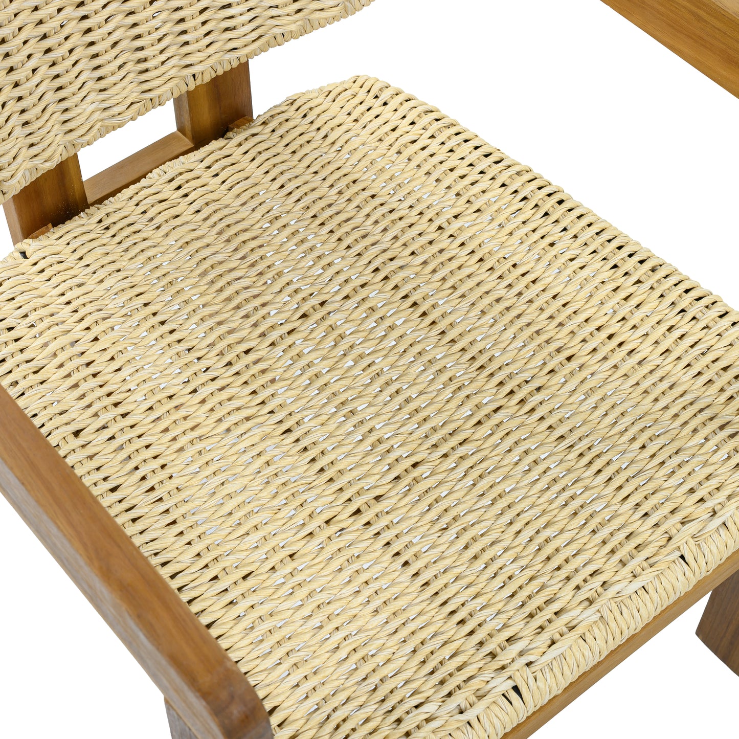 Outdoor Woven Rattan Chair Set Two Accent Chairs Stylish Outdoor Armchairs 2 Person Seating Group Ergonomic Garden Chairs for Patio, Outdoor, Teak Finish+Natural Rattan