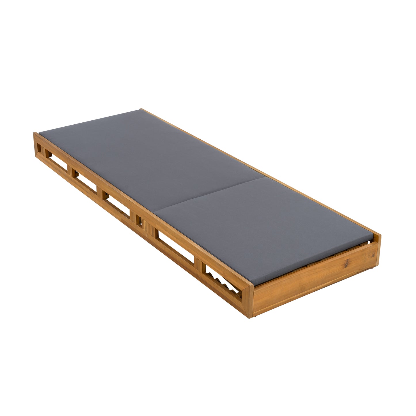 LOUNGE CHAISE SET,ACACIA WOOD WITH WATER-RESISTANT LOUNGE CUSHIONS (Dark Grey/ & 2 INCH THICK) - MATCHING CREAM/LEAF COCONUT VERSION AVAILABLE
