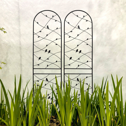 2 Pack 86.7 in. x 19.7 in. Black Metal Garden Trellis, Rustproof Trellis for Climbing Plants Outdoor Flower Support
