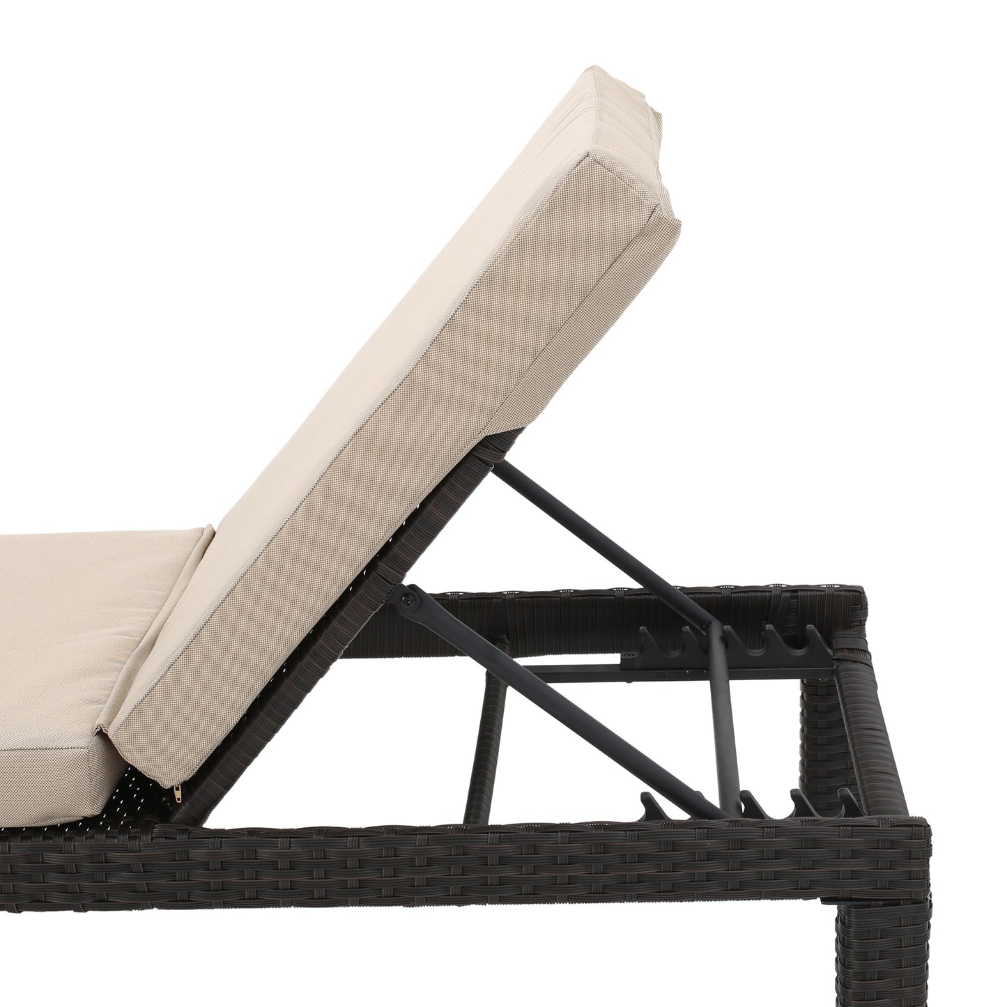 PUERTA KD CHAISE LOUNGE, DARK BROWN FRAME WITH BEIGE CUSHION