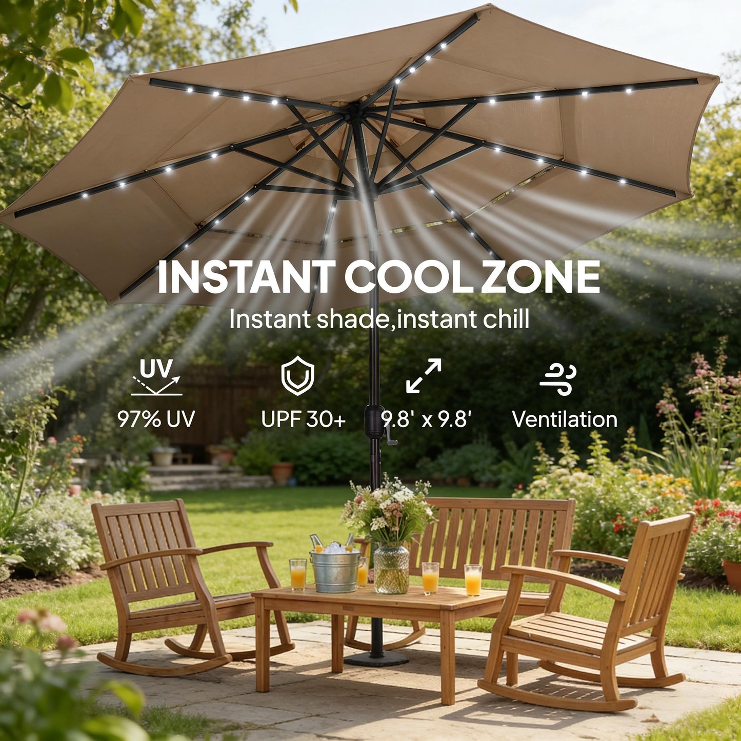 Backyard Umbrella,3 Tier Outdoor Table Umbrella,Outdoor Patio Umbrella (Only Umbrella)