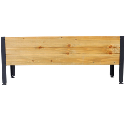 37 in. x 12.75 in. Brown Wood Rectangular Outdoor Raised Garden Bed Planter Box with Metal Legs