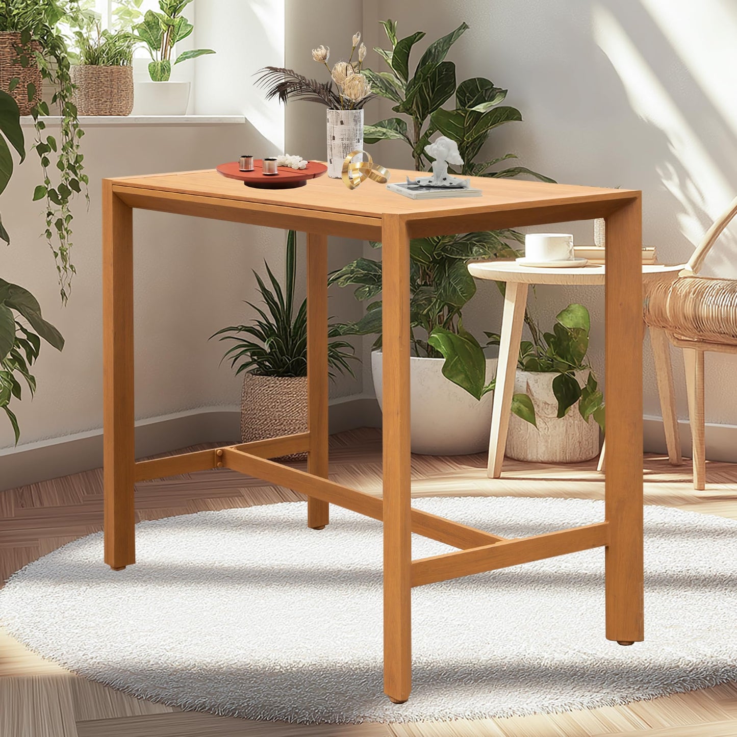 Outdoor Bar Table, Patio Counter Bar Height Table Weather Resistant Waterproof for Garden, Yard, Balcony, Poolside, Indoor Use