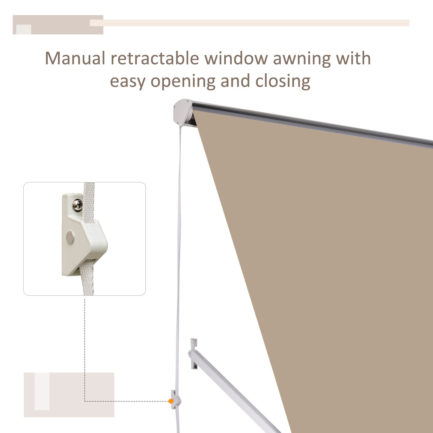 Window Awning Arm Manual Retractable Window Awning Sun Shade Shelter for Patio Balcony Outdoor
