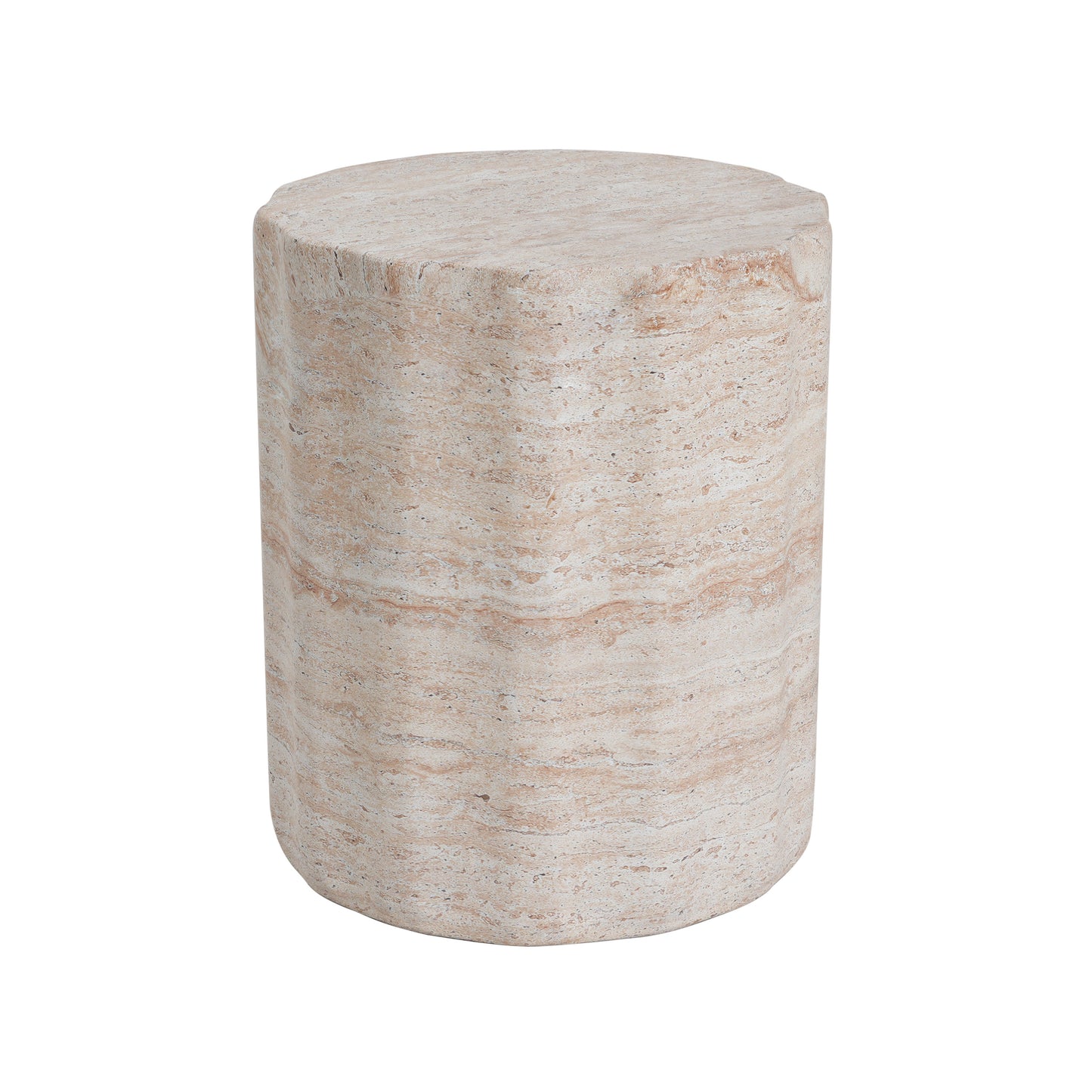 Outdoor/Indoor Lightweight Concrete Side Table,Travertine Finish