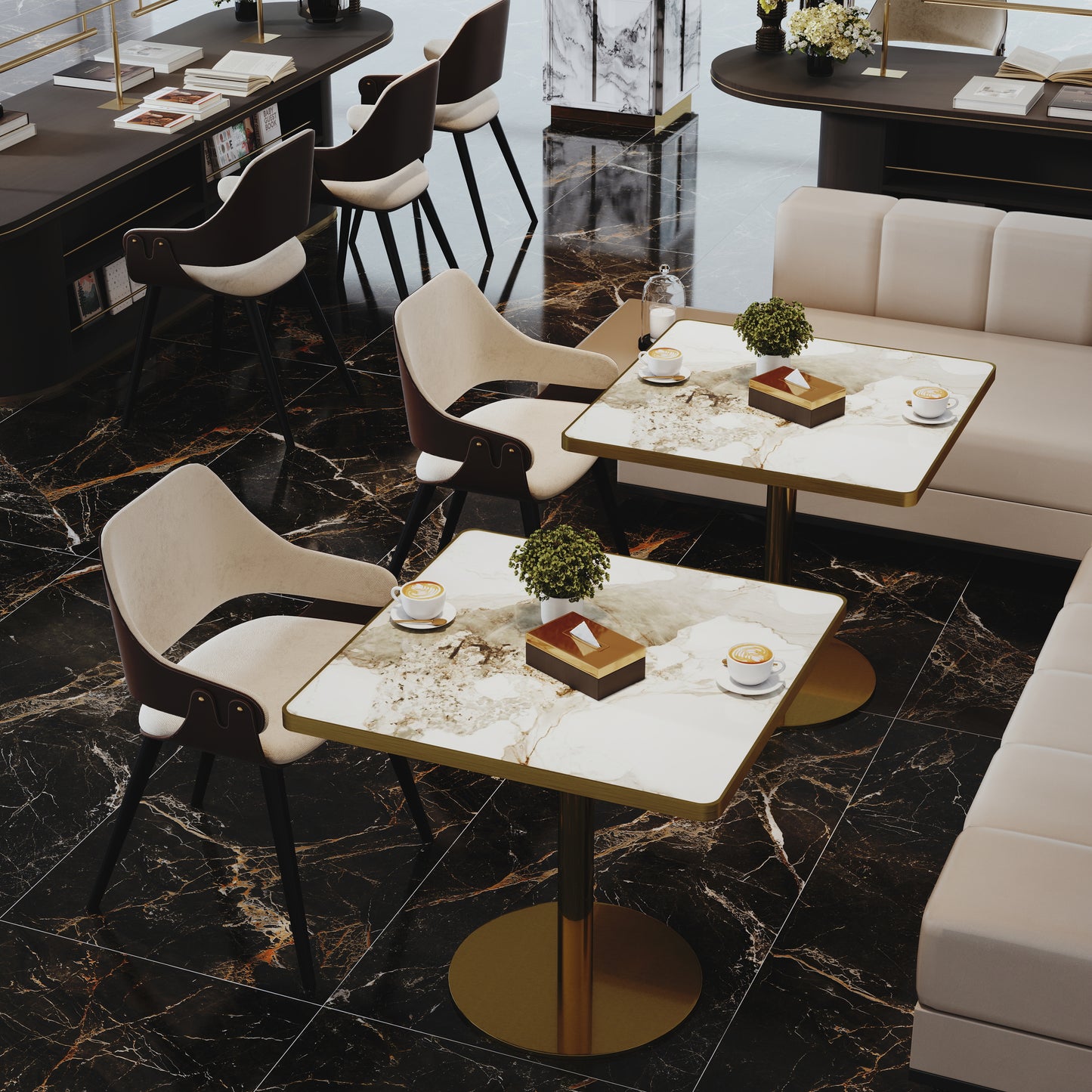 Square Modern Dinning Table 31.5 inches Bistro Table Tulip Table with Faux Marble top,Easy Assemble,Sturdy Metal Frame Diameter