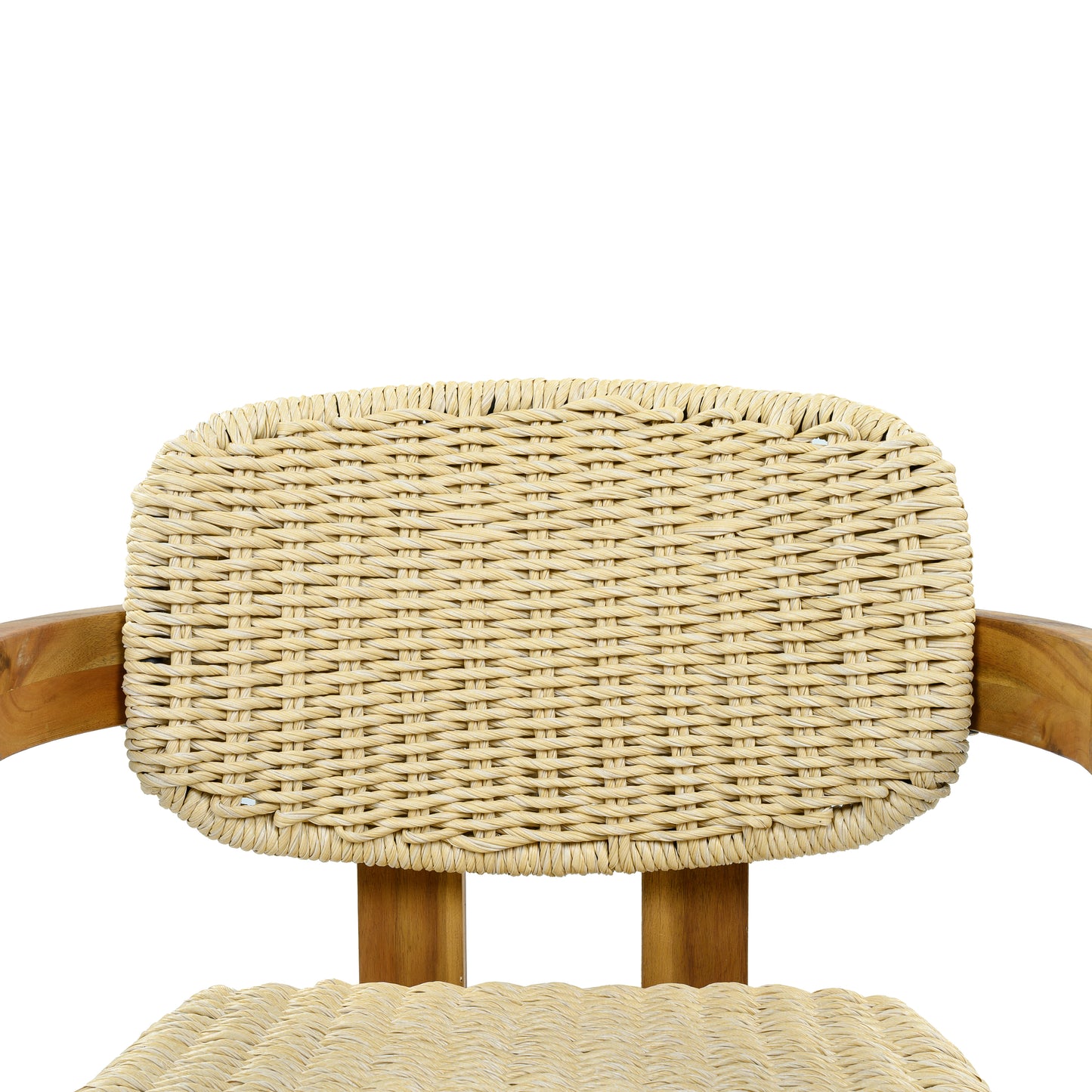 Outdoor Woven Rattan Chair Set Two Accent Chairs Stylish Outdoor Armchairs 2 Person Seating Group Ergonomic Garden Chairs for Patio, Outdoor, Teak Finish+Natural Rattan