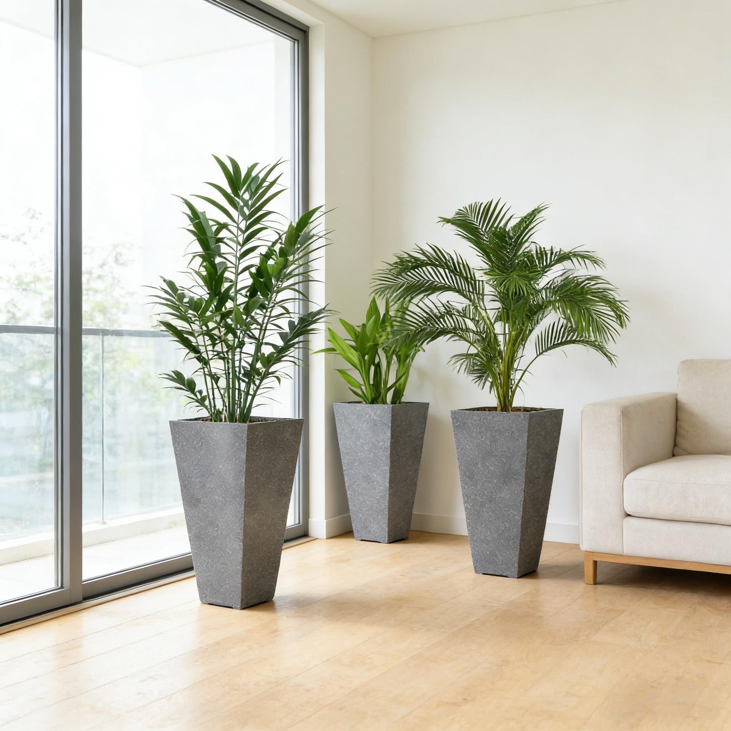 Set of 3 Tall Planters,Plastic Flower Pots