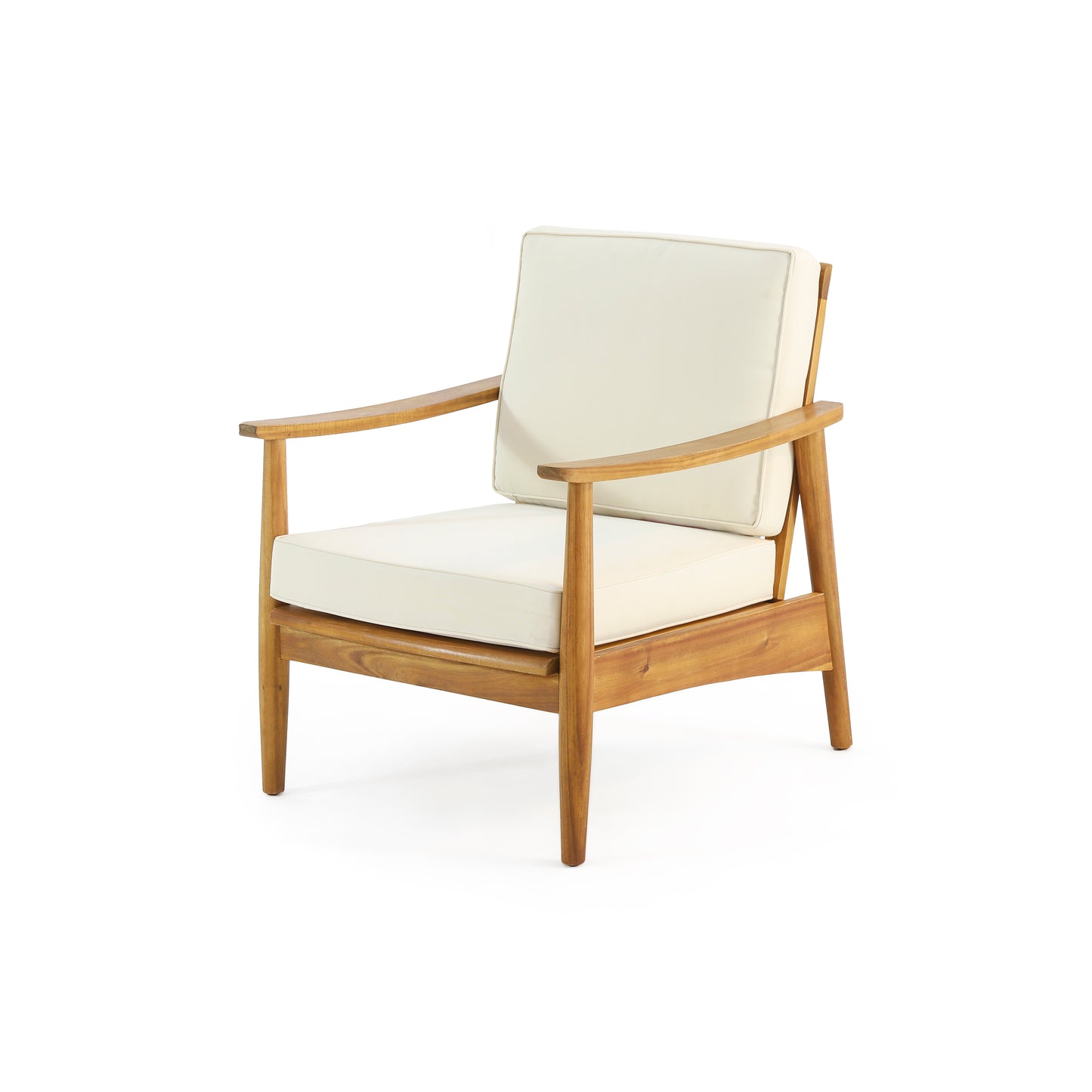 Club Chairs Laurent 500lbs Capacity Acacia Outdoor, Teak Finish Patio Furniture Sets with Thick Cushion, Appropriate for Garden Porch