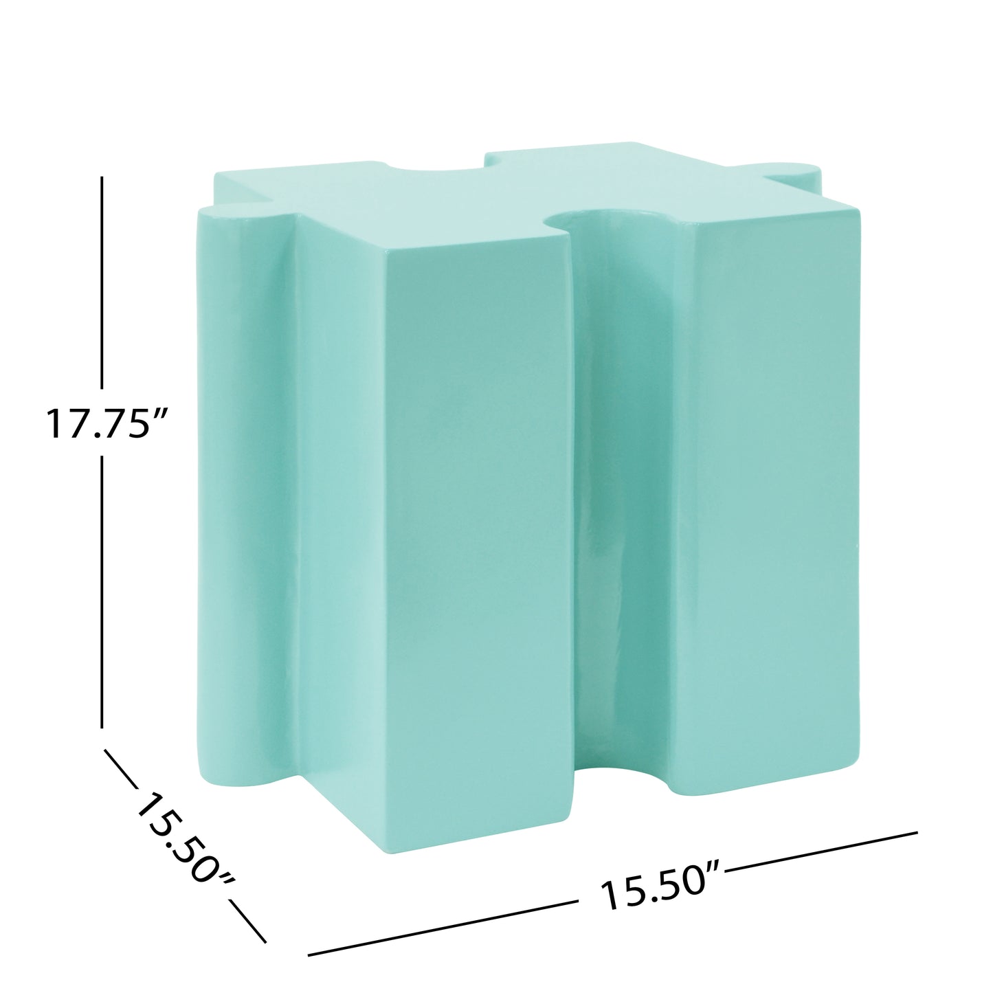 Puzzle Art Side Table, Modular Concave Edge MGO Table - Buy Singles or Combine for Custom Layouts, Indoor & Outdoor,Light Green Color