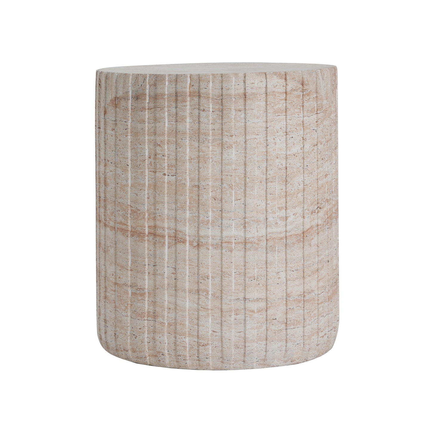 Outdoor/Indoor Lightweight Concrete Side Table,Travertine Finish
