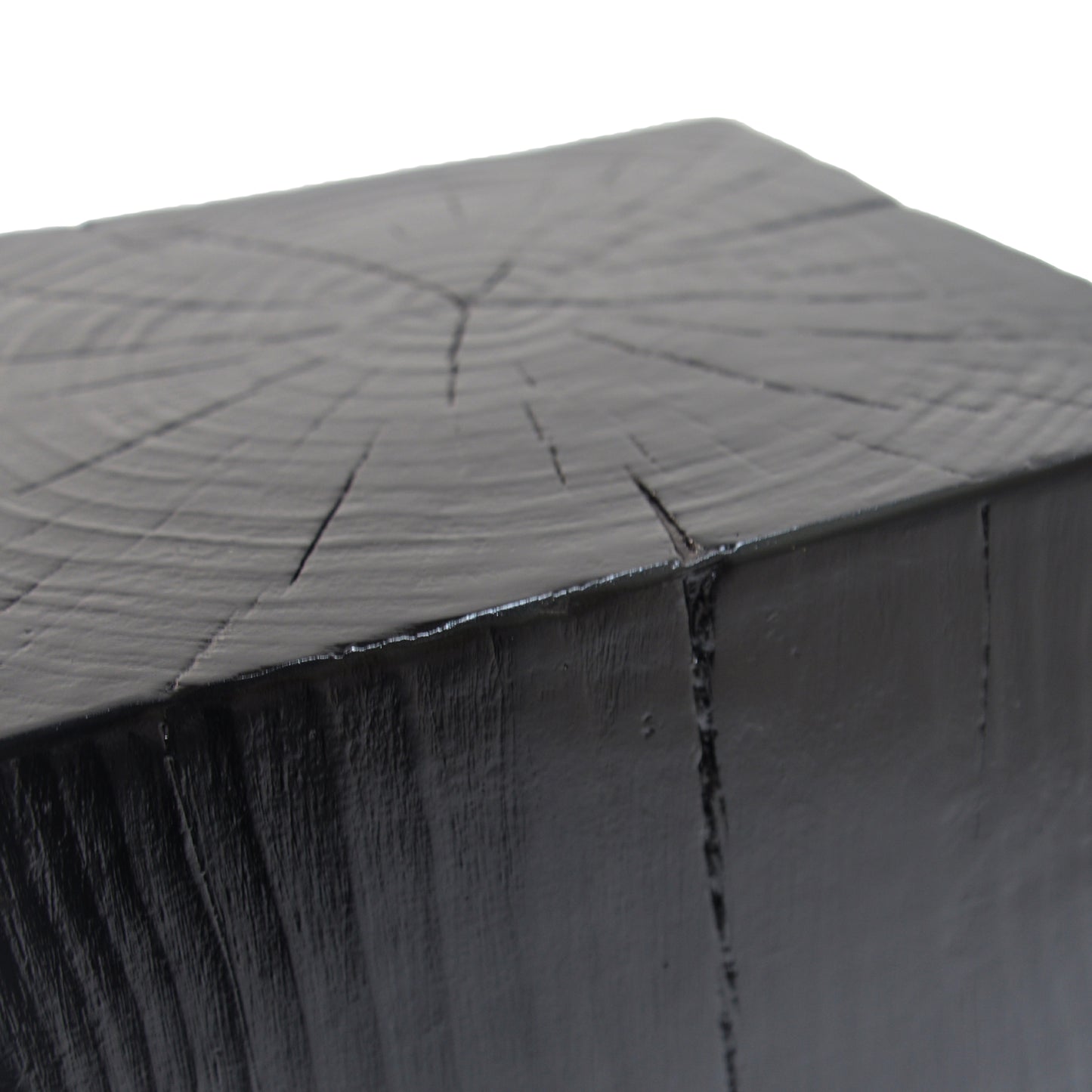 Wood-Look Square-Column MGO End Table,  H27.75",Wood-Like Distressed Finish, Mix with Different Heights, Indoor Outdoor Use,Black Color