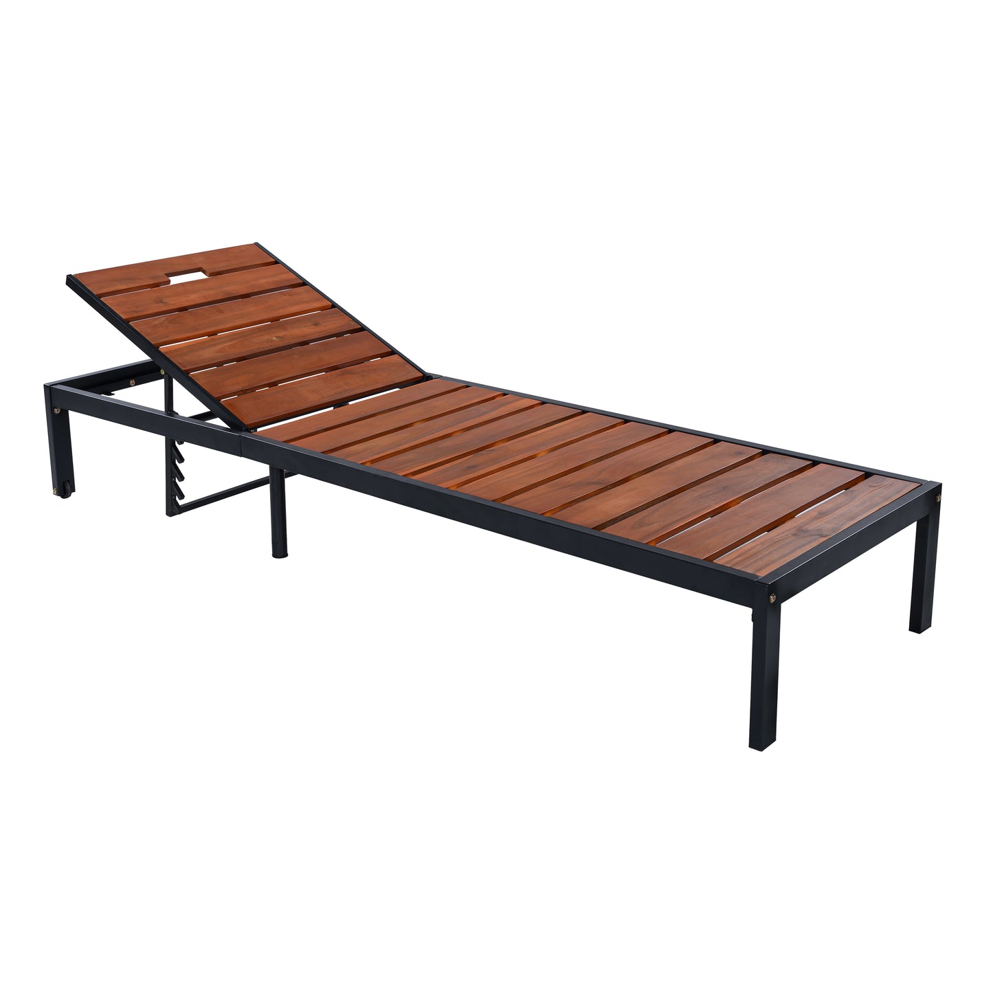 Outdoor Chaise Lounges Pool Lounge Chairs Outdoor Daybed Recliner with Adjustable Backrest for Patio, Poolside or Beach, Black+Brown