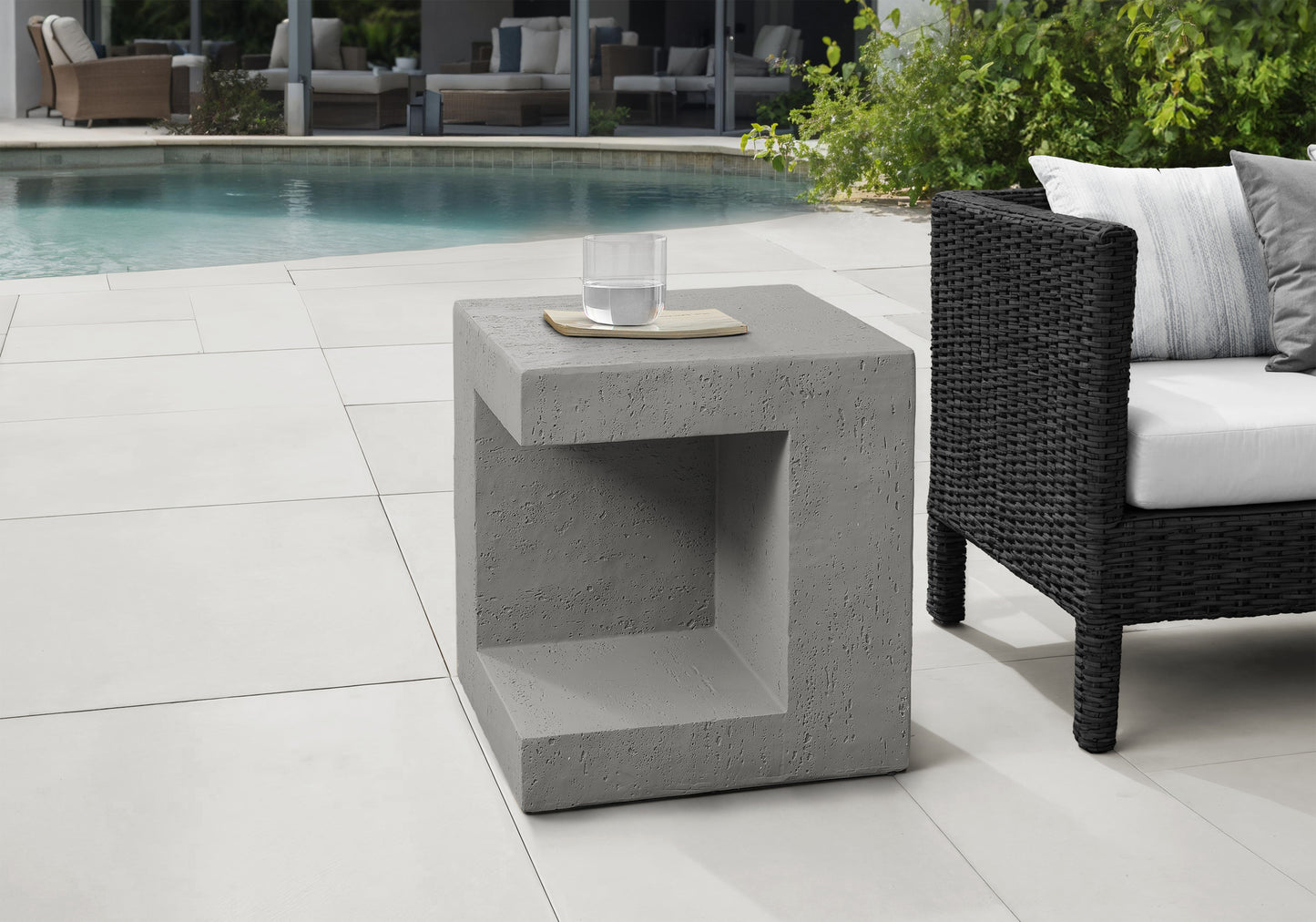 Accent Table, 25"h, Indoor Or Outdoor, Side Table, Nightstand, End, Square, Bedroom, Living Room, Grey, Contemporary, Modern