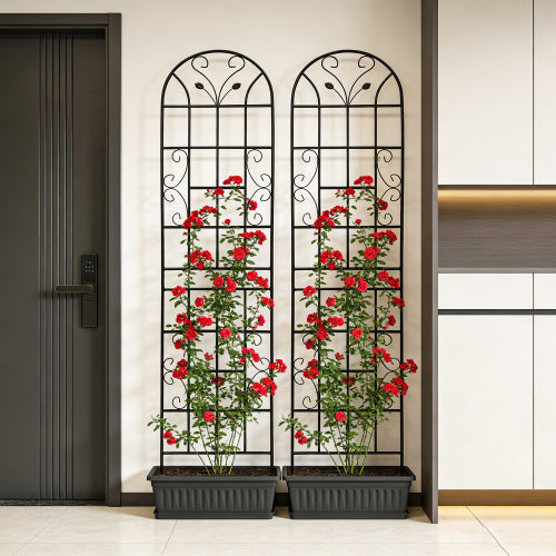 2 Pack Metal Garden Trellis 71 in. x 19.7 in. Rustproof Trellis for Climbing Plants Outdoor Flower Support Black