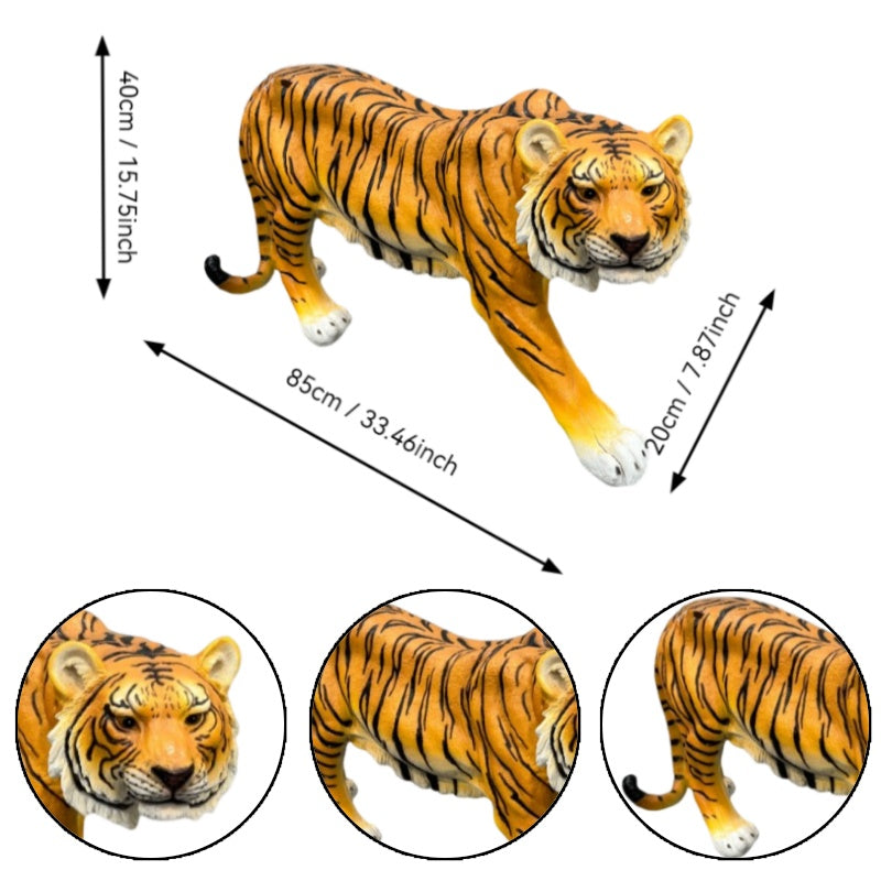 15.75" H x 33.46" L x 7.87" W Simulated Tiger Resin Garden Statue, Indoor & Outdoor Decorative Ornament, Lawn & Courtyard Art Craft, Unique Gift for Home & Yard