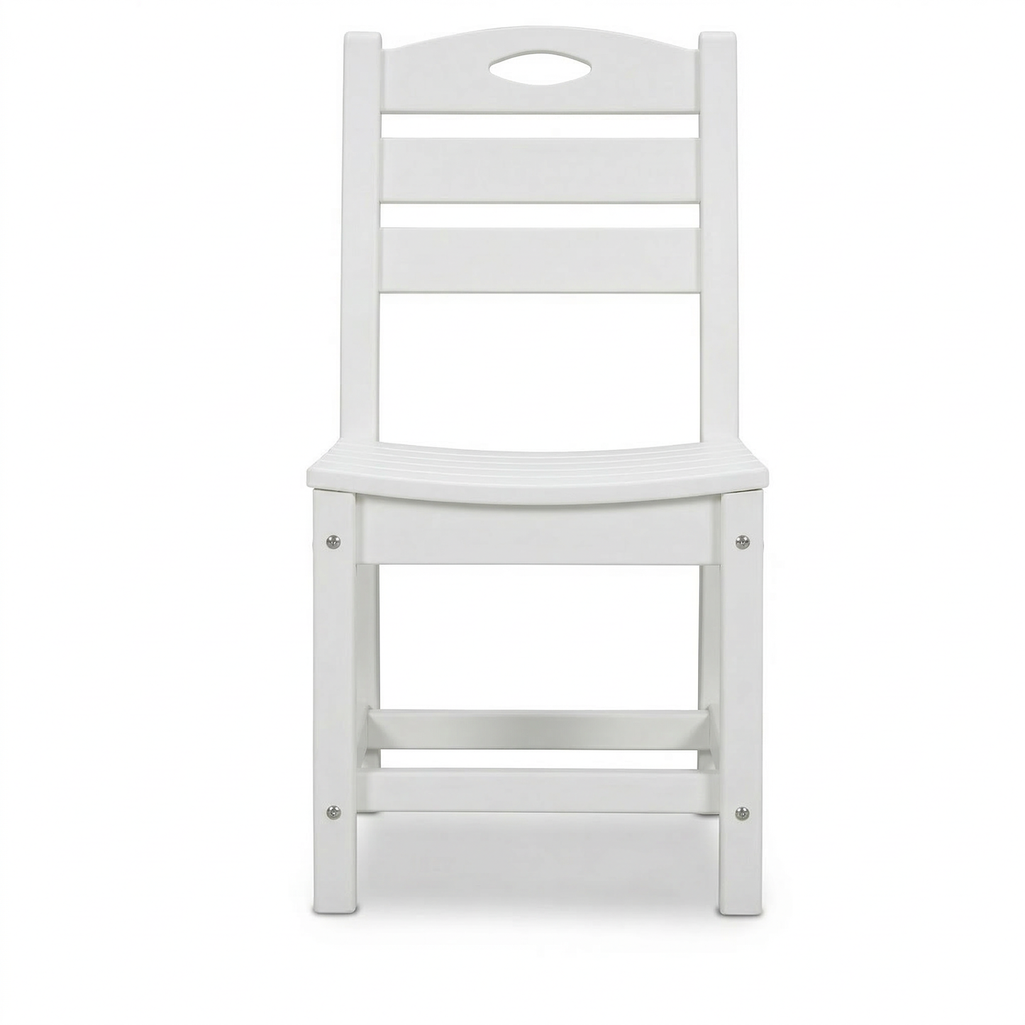 Set of 2 White HDPE Patio Dining Chairs, Armless Outdoor Side Chairs