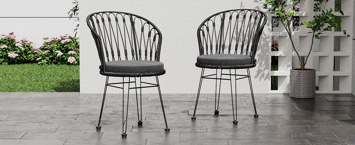 TAVON CHAIR,2PCS with 2 Cushions,Gray
