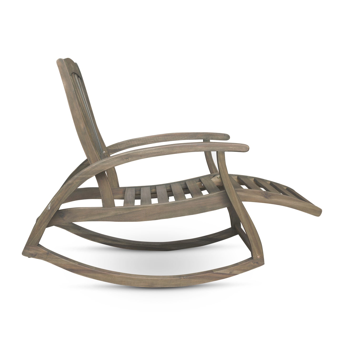 Outdoor Acacia wood Rocking Chair with Retractable foot panel,Rocker Patio Rocking Chair for Porch, Patio, Balcony,