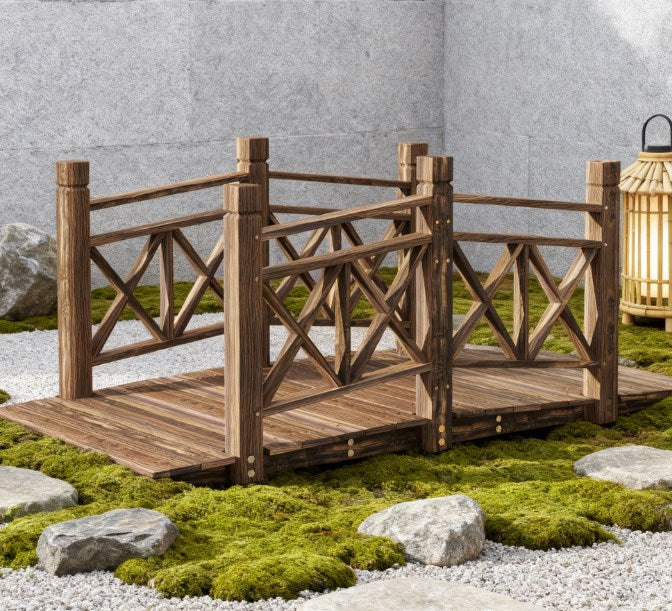Garden Bridge,Wooden Garden Bridge Footbridge for Backyard Ponds, Creeks, Streams