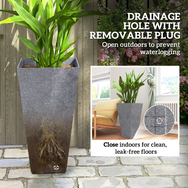 Set of 3 Tall Planters,Plastic Flower Pots