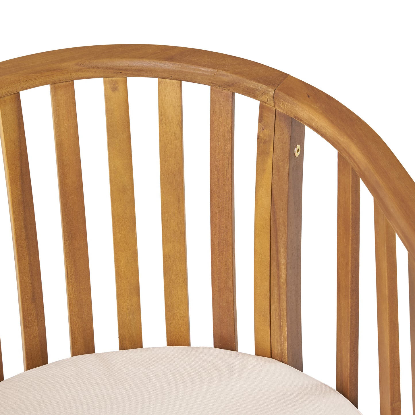 Outdoor Wooden Dining Chairs With Cushions, Set of 2, Cream, Teak Finish