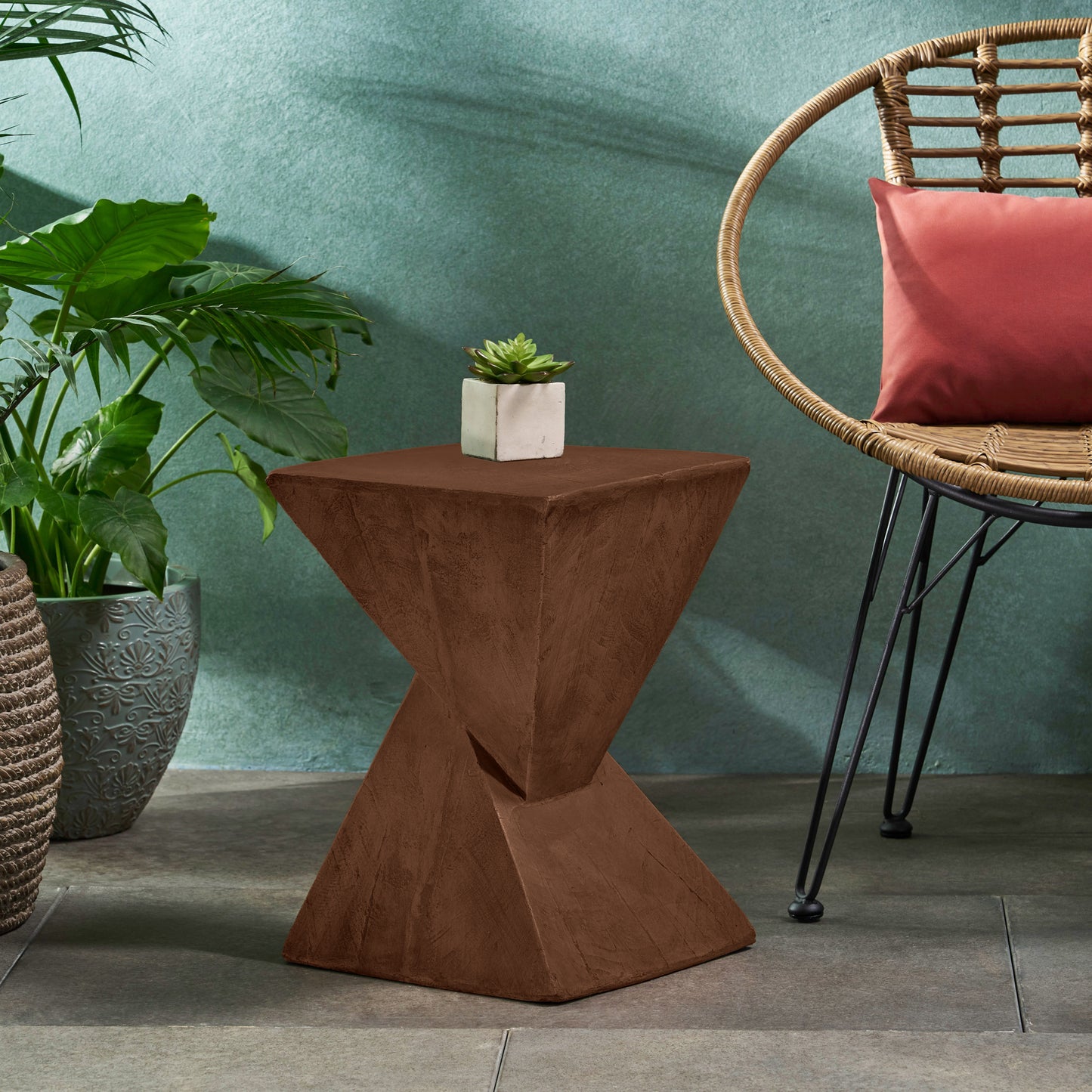 TESS Modern Side Table – Stylish Cent Table Compatible with Living Room, Bedroom, or Office – Versatile Home Furniture with Design and Sturdy Construction,Dark Brown Color