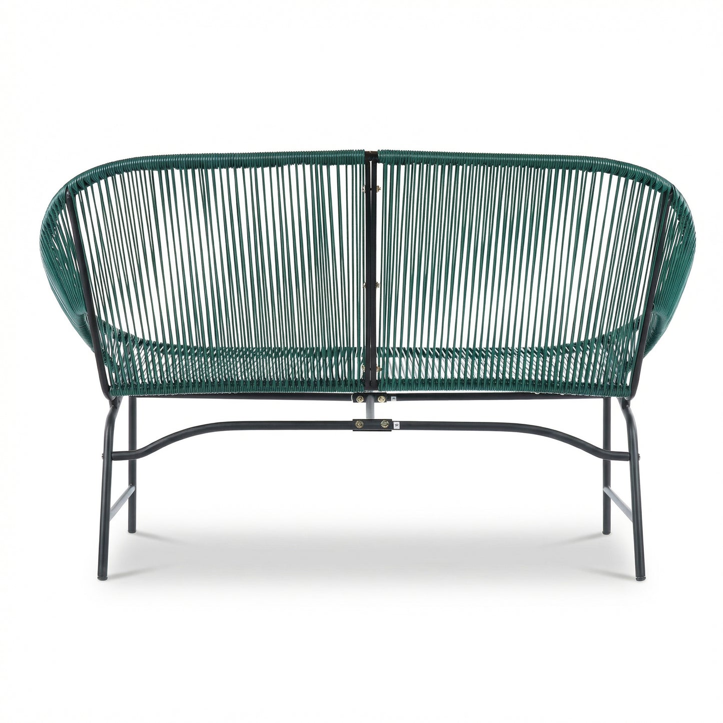 CONDESSA OUTDOOR PATIO WICKER LOVE SEAT, GREEN PE RATTAN & IRON FRAME, SET OF 1