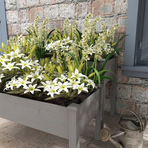 Elevated Garden Planter Box with Drainage System Gray for Herb Vegetable Flower Indoors/Outdoors