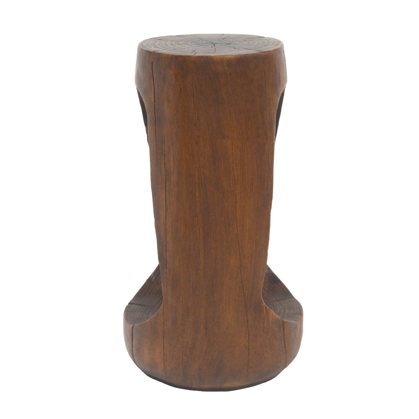 Outdoor Side Table,Hollow Design End Table,Patio Garden Stool Table,Decorative Accent Table for Patio Balcony Beach Pool Side,Lightweight Concrete,Wood Like Texture,Antique Brown Color