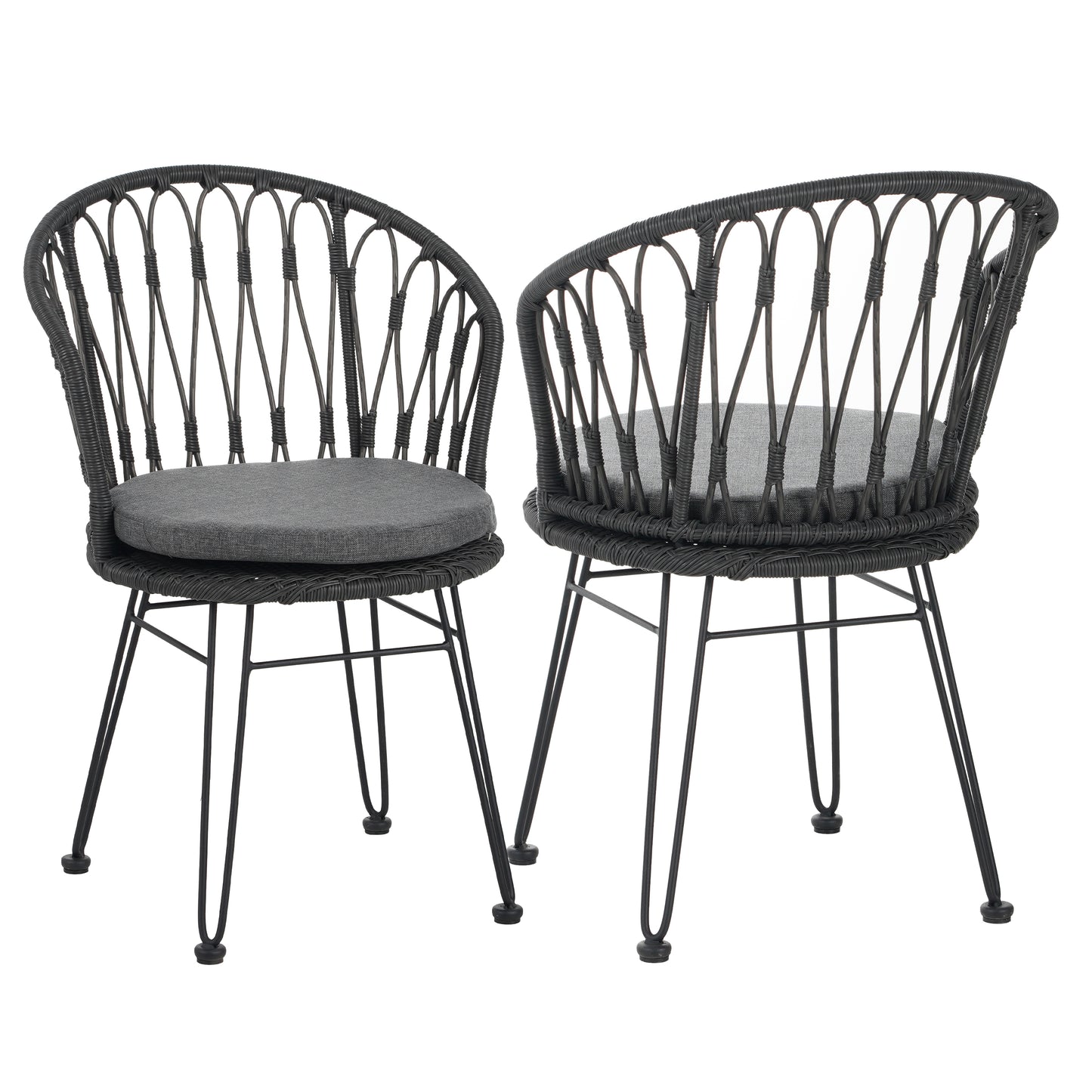 TAVON CHAIR,2PCS with 2 Cushions,Gray