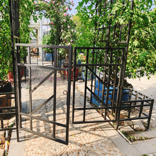 Black 97.2 in. H Metal Adjustable Width Trellis for Climbing Plants Outdoor Flower Support