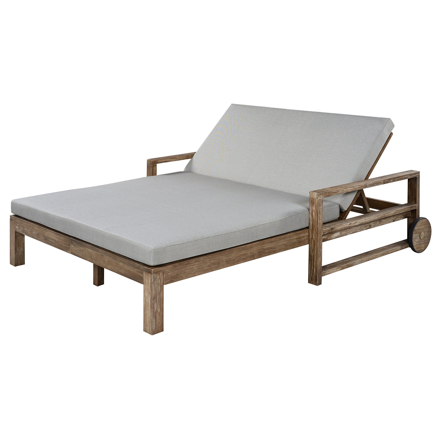 TREXM 1-Piece Farmhouse-styled Wooden Outdoor Sunbed for Ultimate Relaxation Outdoor Daybed Seating 2 People for Poolside, Garden and Backyard (Grey)