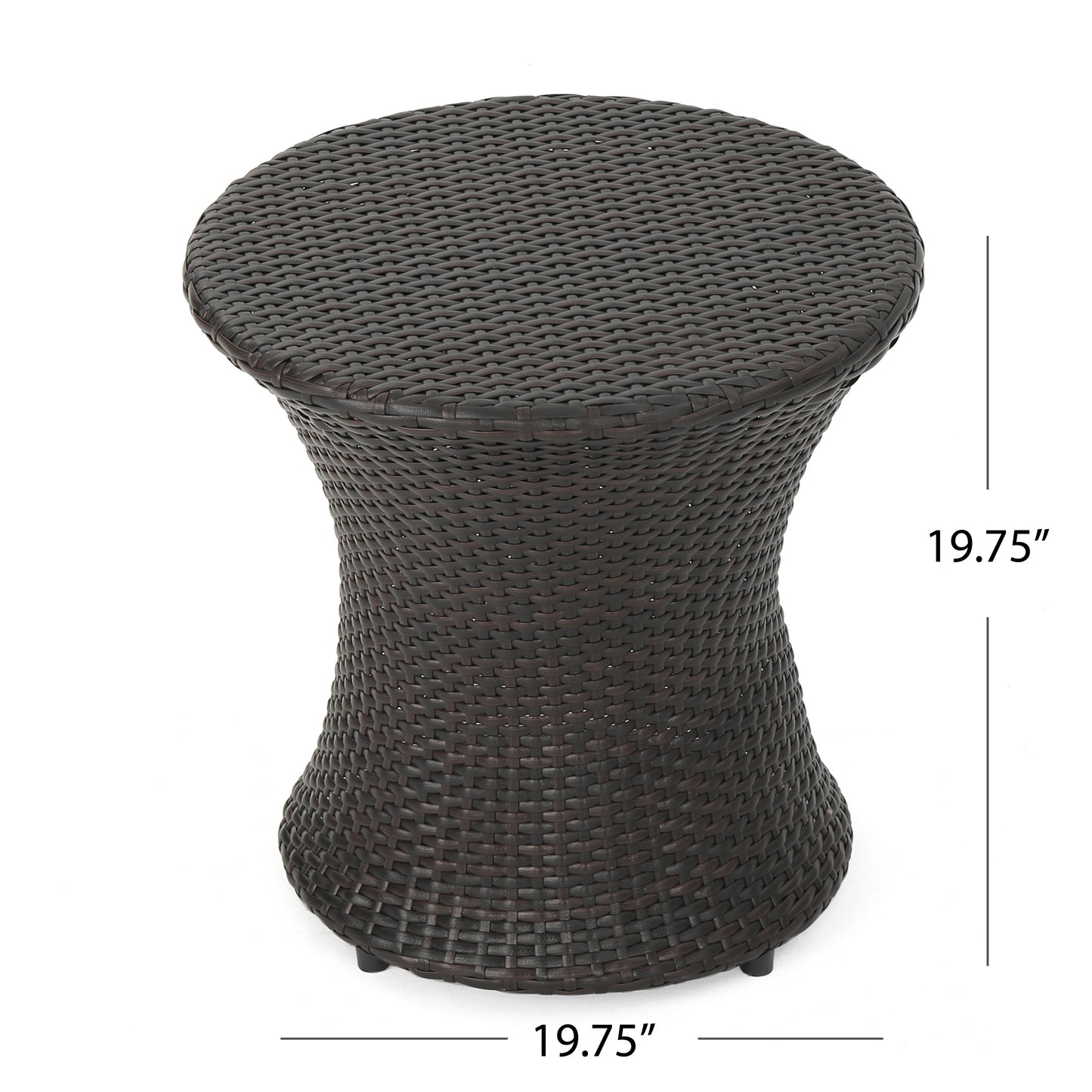 19" Kono Hourglass Table (No Glass Top) ,End table,Brown