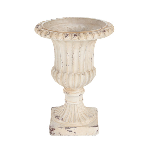 Lilburn 14 in. W x 19.25 in. H Antique White Patio Concrete Outdoor Garden Flower Urn Planter