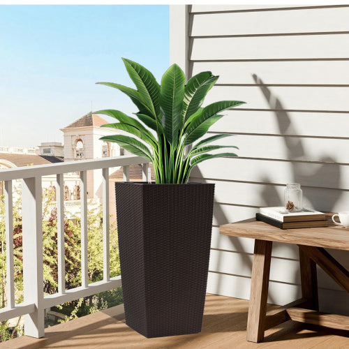 30 in Plastic Flower Pots Planter with Self-Watering Drainage Holes&Inner Trays Outdoor Plant Pot, Water Level Monitor